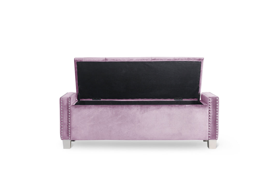 Franco Pink Velvet Storage Bench