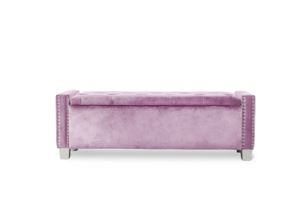 Franco Pink Velvet Storage Bench