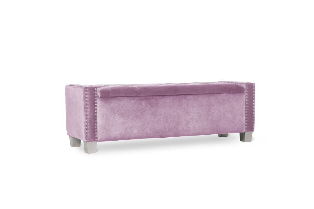 Franco Pink Velvet Storage Bench