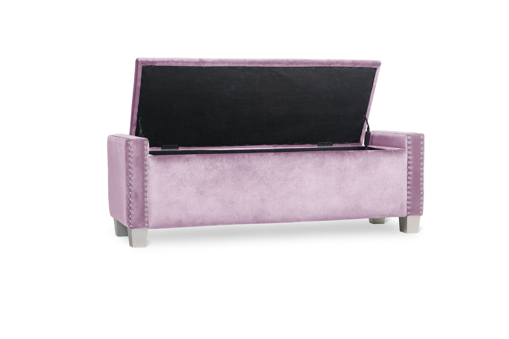 Franco Pink Velvet Storage Bench