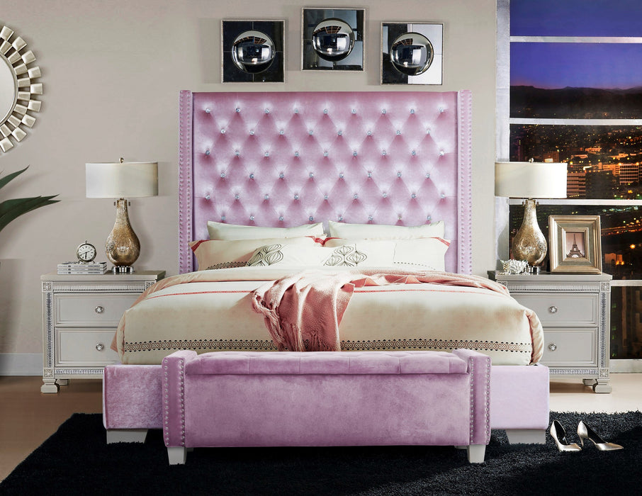 Franco Pink Velvet Storage Bench