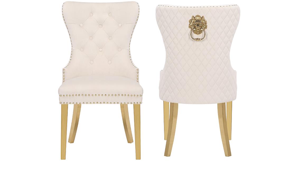 Simba Gold Legs Dining Chair Beige