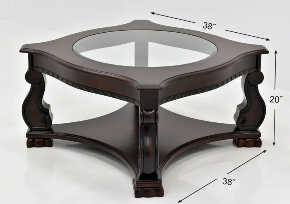 Madison Brown Wood Coffee Table with Casters