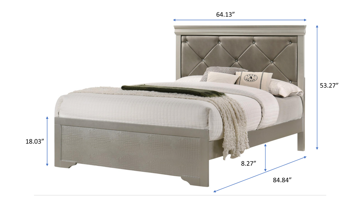 Amalia Silver Queen Panel Bed