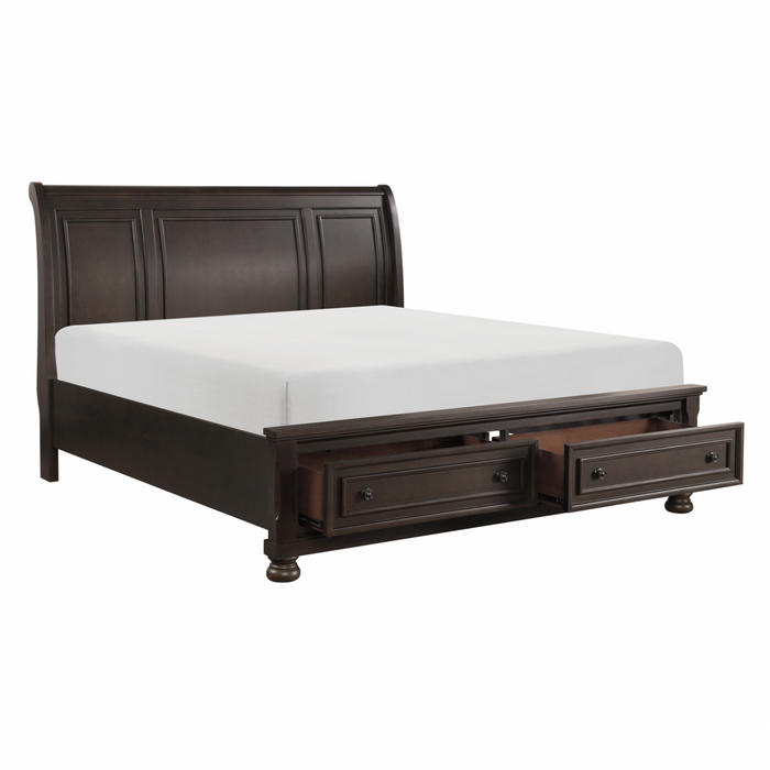 Begonia Grayish Brown Queen Sleigh Storage Platform Bed