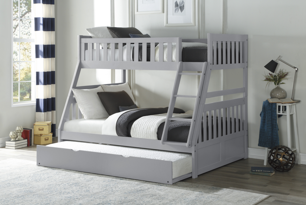 Orion Gray Twin/Full Bunk Bed with Twin Trundle