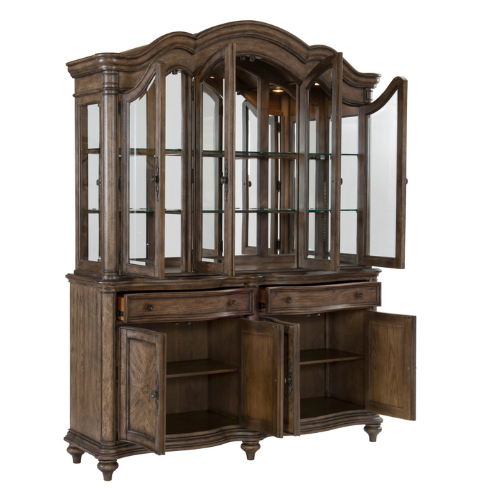 Heath Court Brown Oak Buffet & Hutch