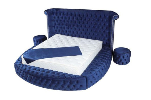 Viss Velvet Navy Queen Storage Platform Bed