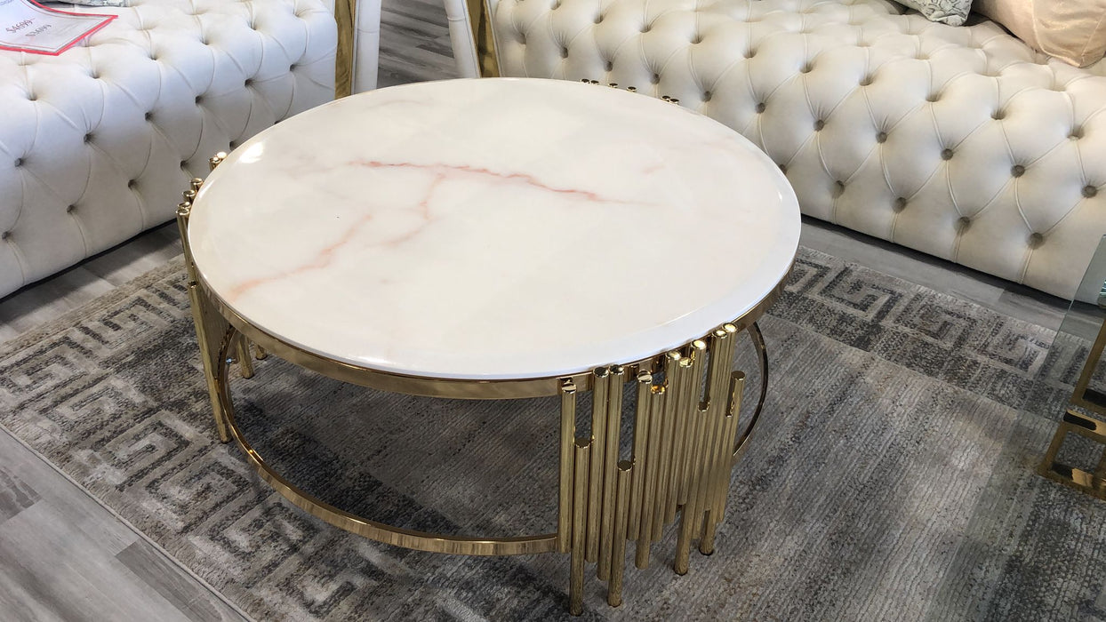King Marble Like Round Coffee Table