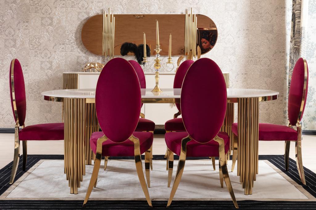 Red and outlet gold dining chairs