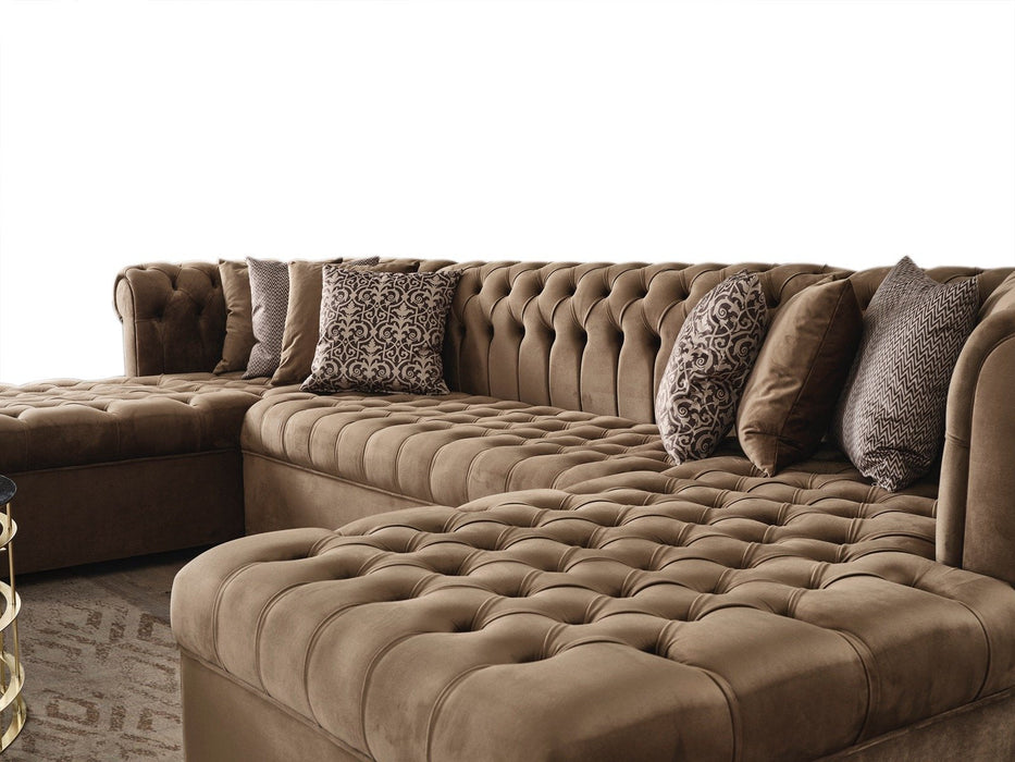 Lauren Mocha Velvet Double Chaise Sectional