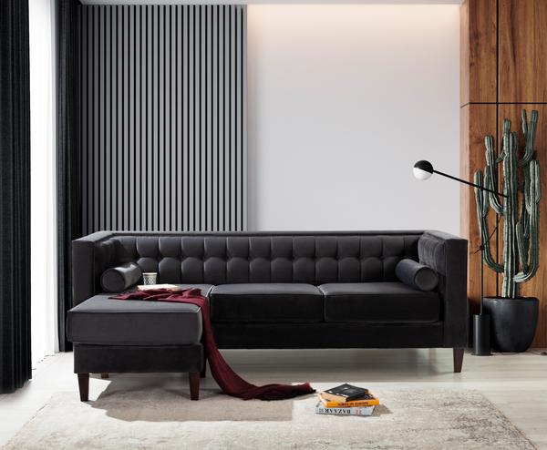 Kelly Charcoal Reversible Sofa Chaise