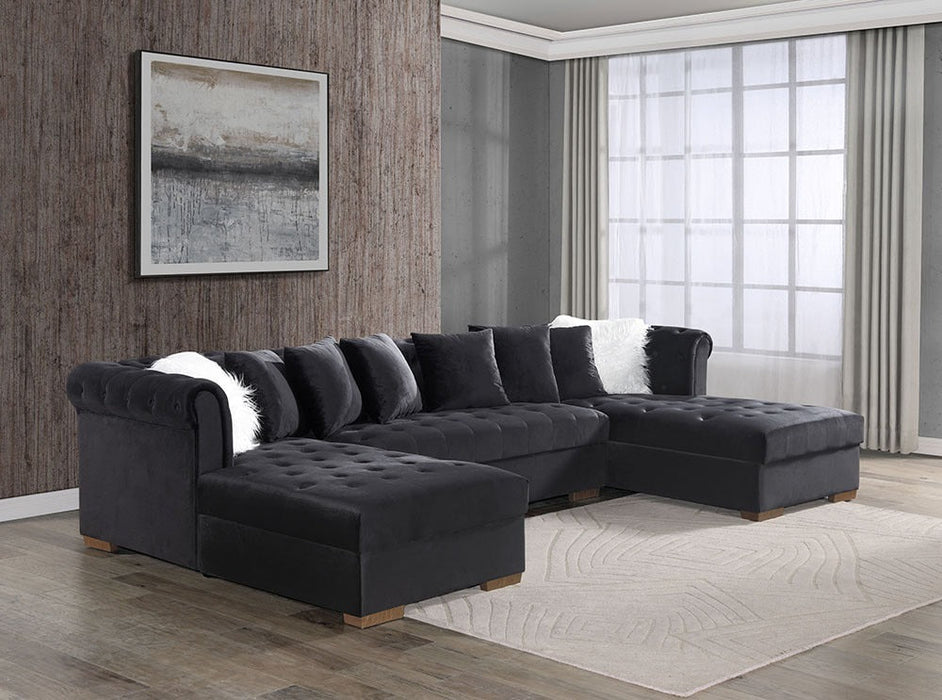 Aria Black Velvet Double Chaise Sectional