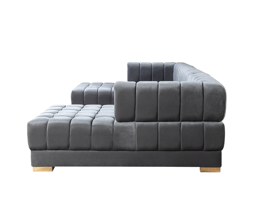 Ariana Gray Velvet Double Chaise Sectional