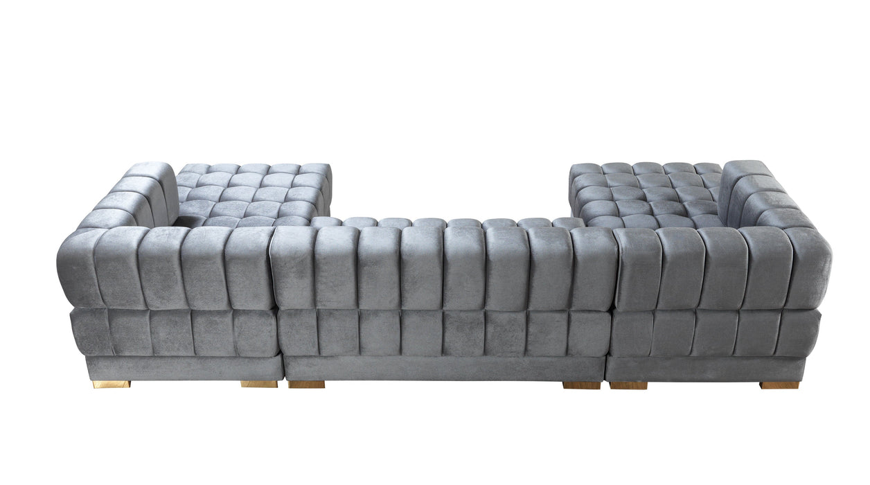 Ariana Gray Velvet Double Chaise Sectional