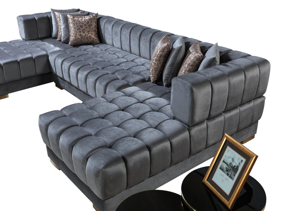 Ariana Gray Velvet Double Chaise Sectional