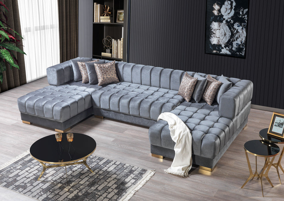 Ariana Gray Velvet Double Chaise Sectional