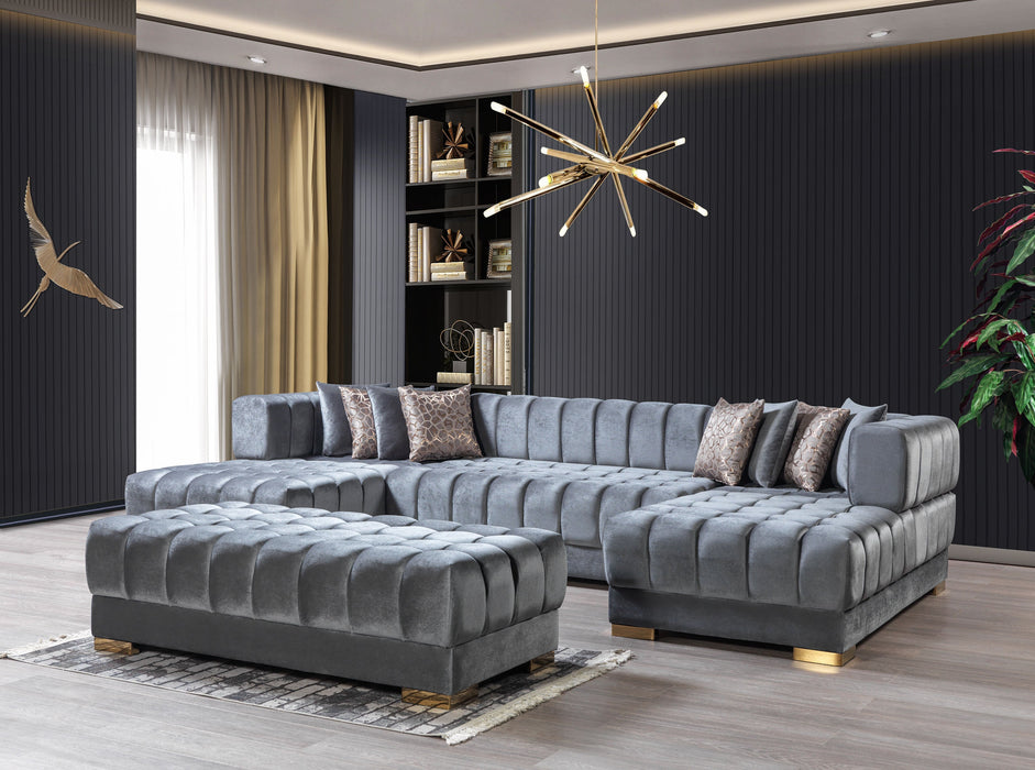 Ariana Gray Velvet Double Chaise Sectional