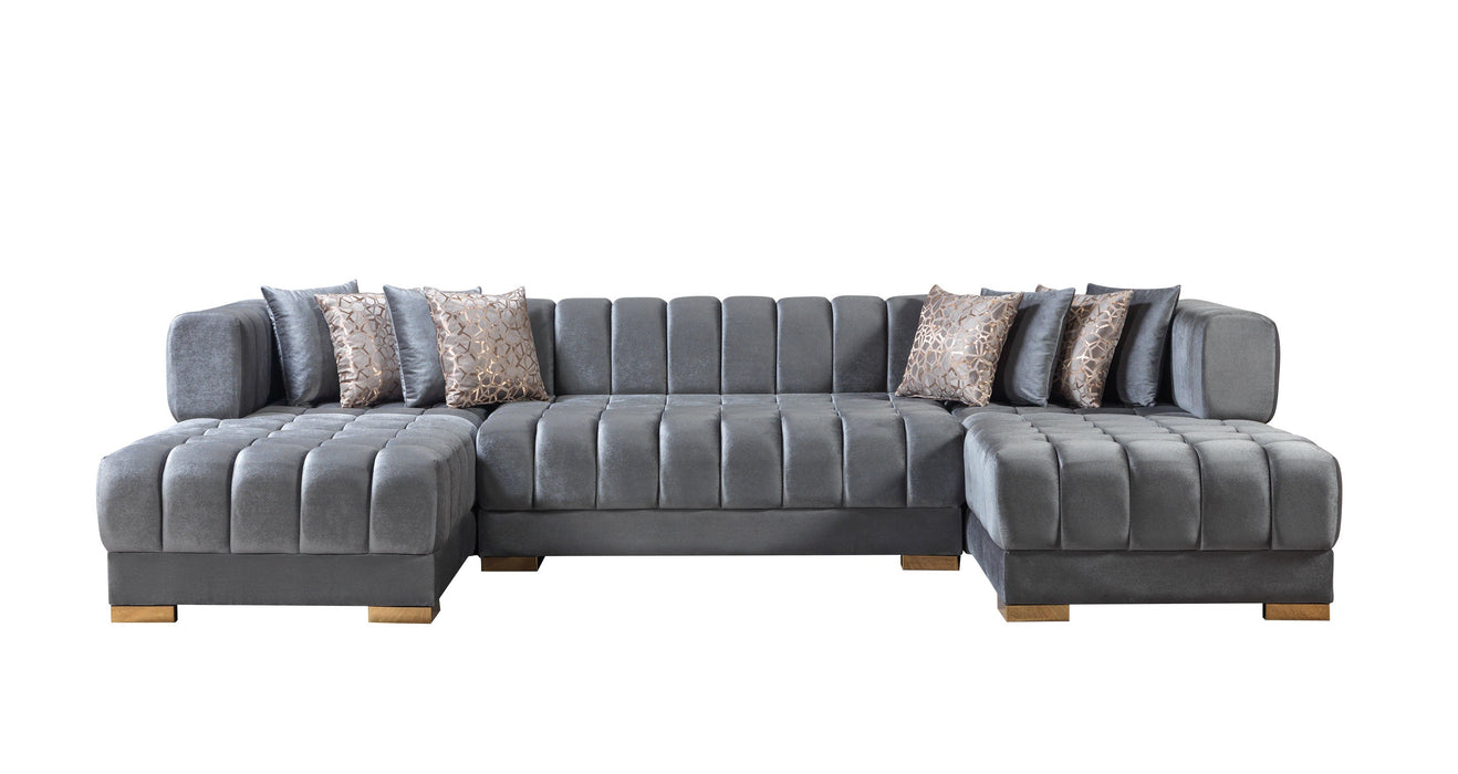 Ariana Gray Velvet Double Chaise Sectional