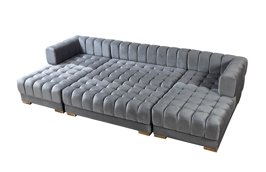 Ariana Gray Velvet Double Chaise Sectional