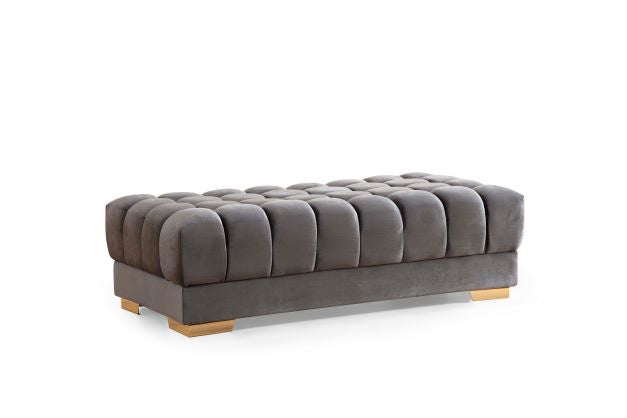 Ariana Gray Velvet Ottoman