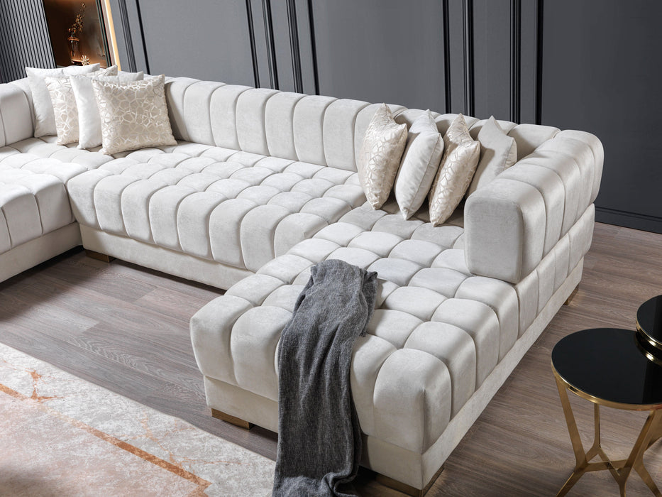 Ariana Ivory Velvet Double Chaise Sectional