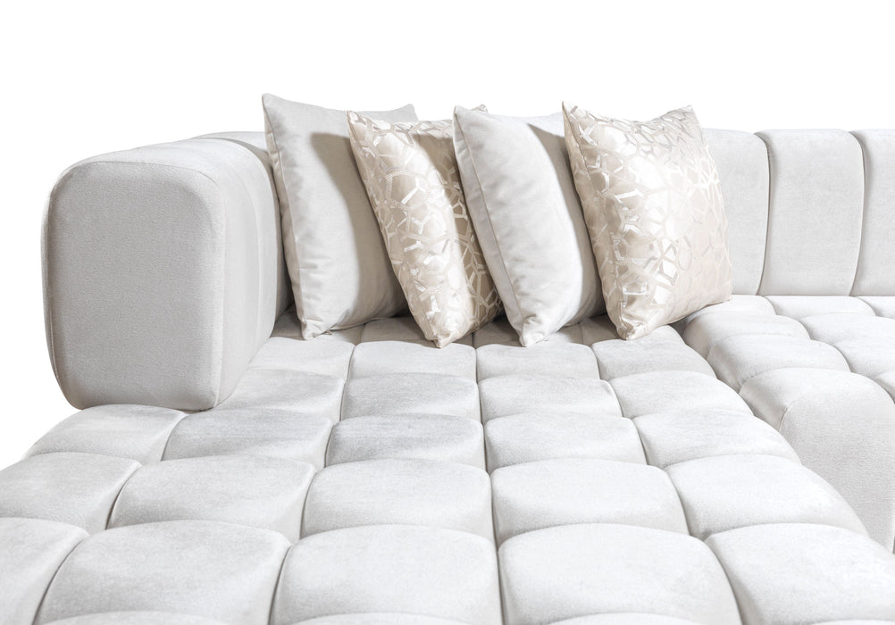 Ariana Ivory Velvet Double Chaise Sectional