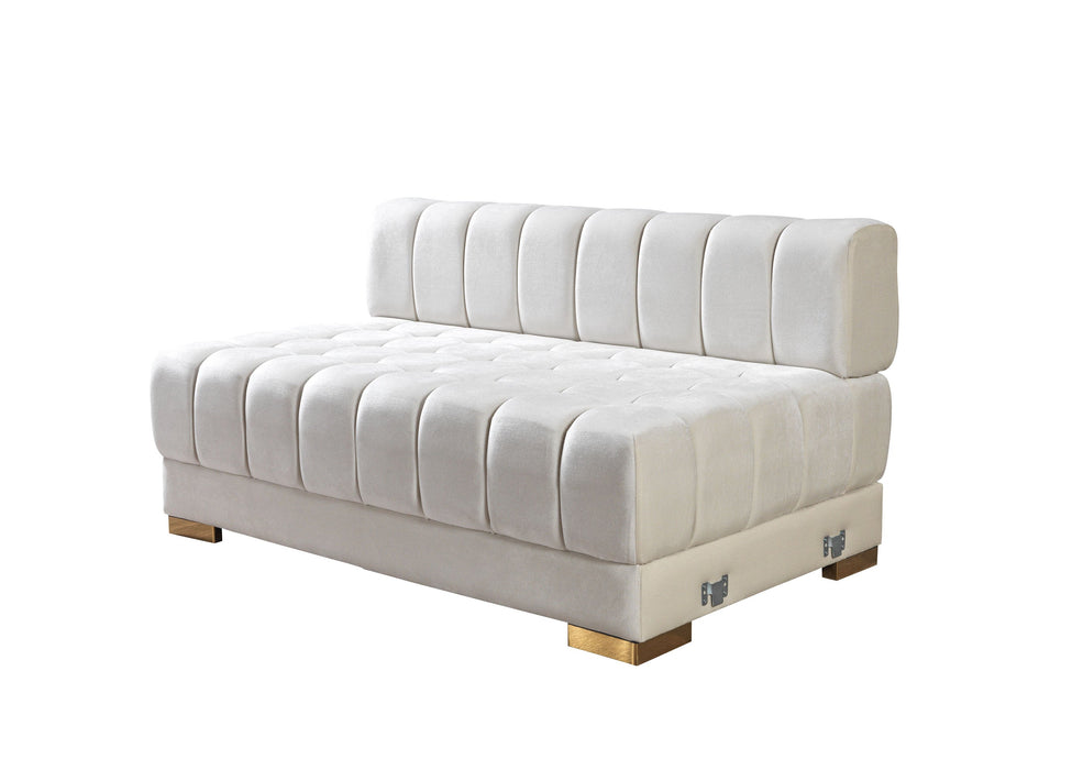 Ariana Ivory Velvet Double Chaise Sectional