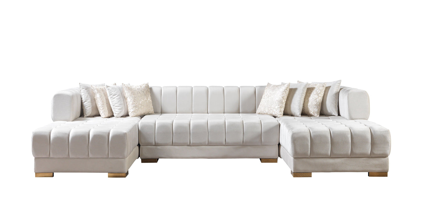 Ariana Ivory Velvet Double Chaise Sectional