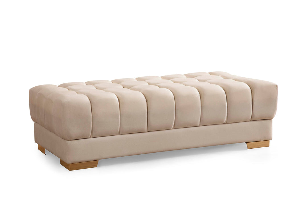 Ariana Ivory Velvet Ottoman