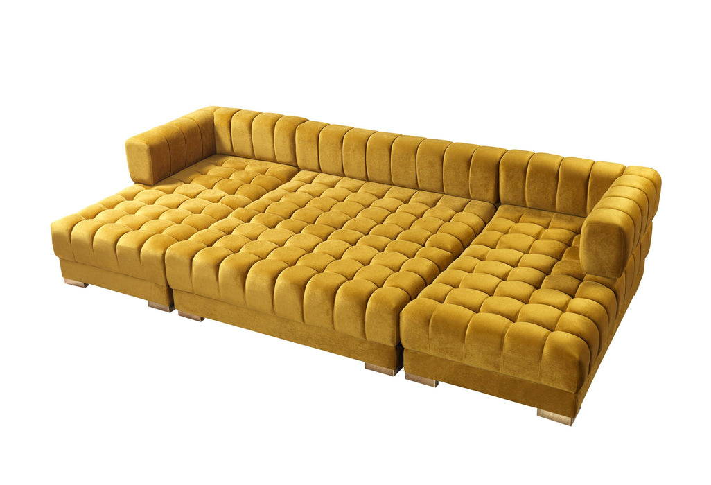 Ariana Mustard Velvet Double Chaise Sectional