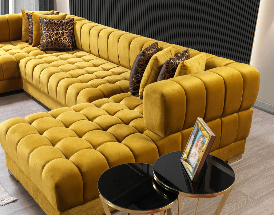 Ariana Mustard Velvet Double Chaise Sectional