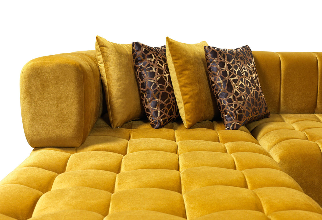 Ariana Mustard Velvet Double Chaise Sectional