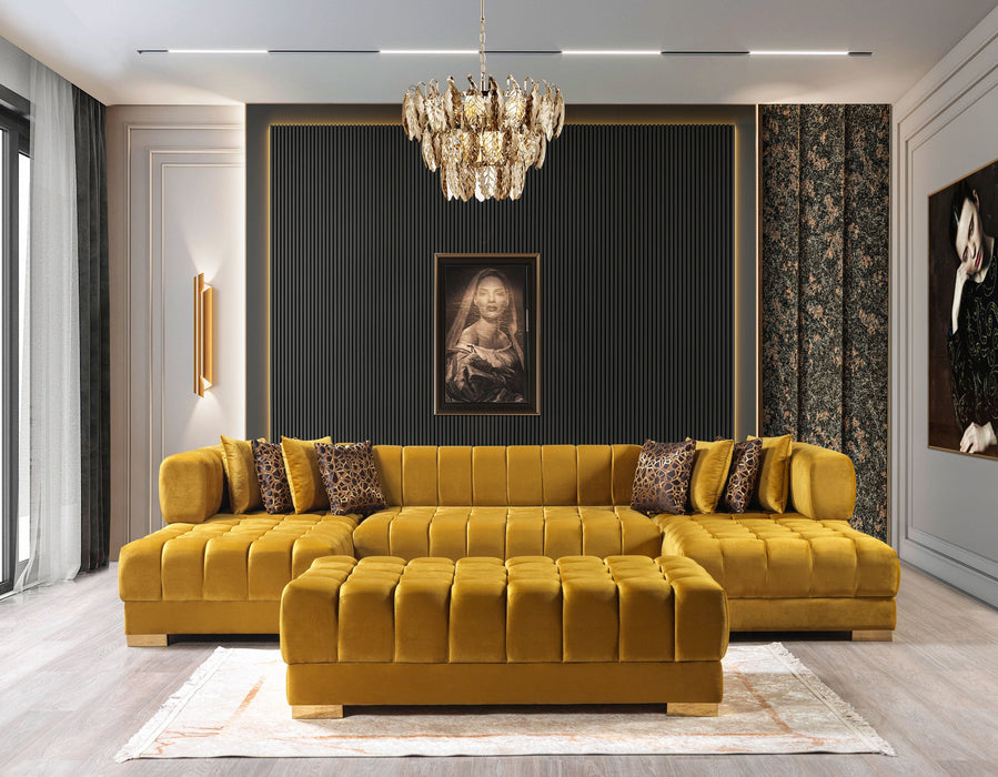 Ariana Mustard Velvet Double Chaise Sectional