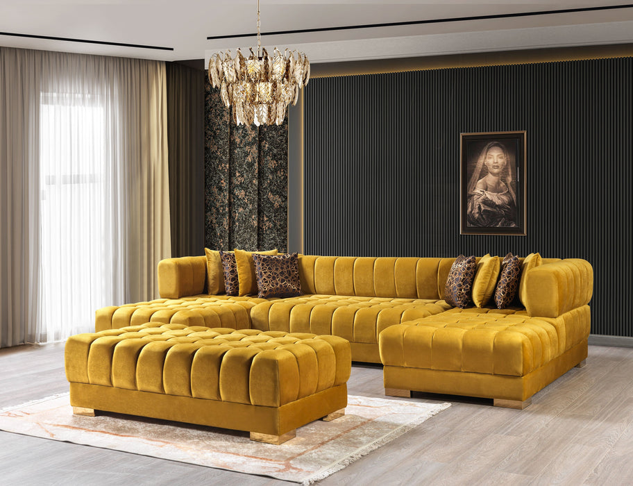 Ariana Mustard Velvet Double Chaise Sectional