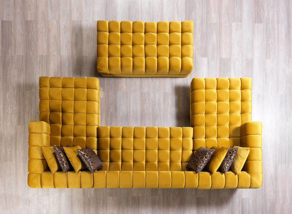 Ariana Mustard Velvet Double Chaise Sectional