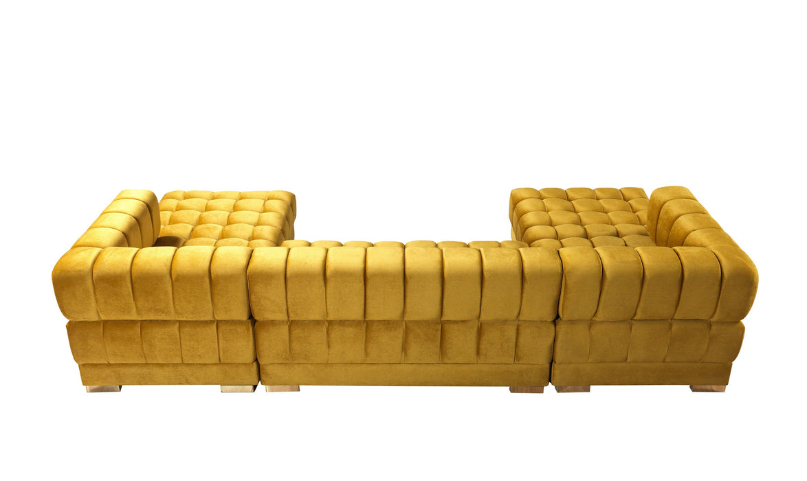 Ariana Mustard Velvet Double Chaise Sectional