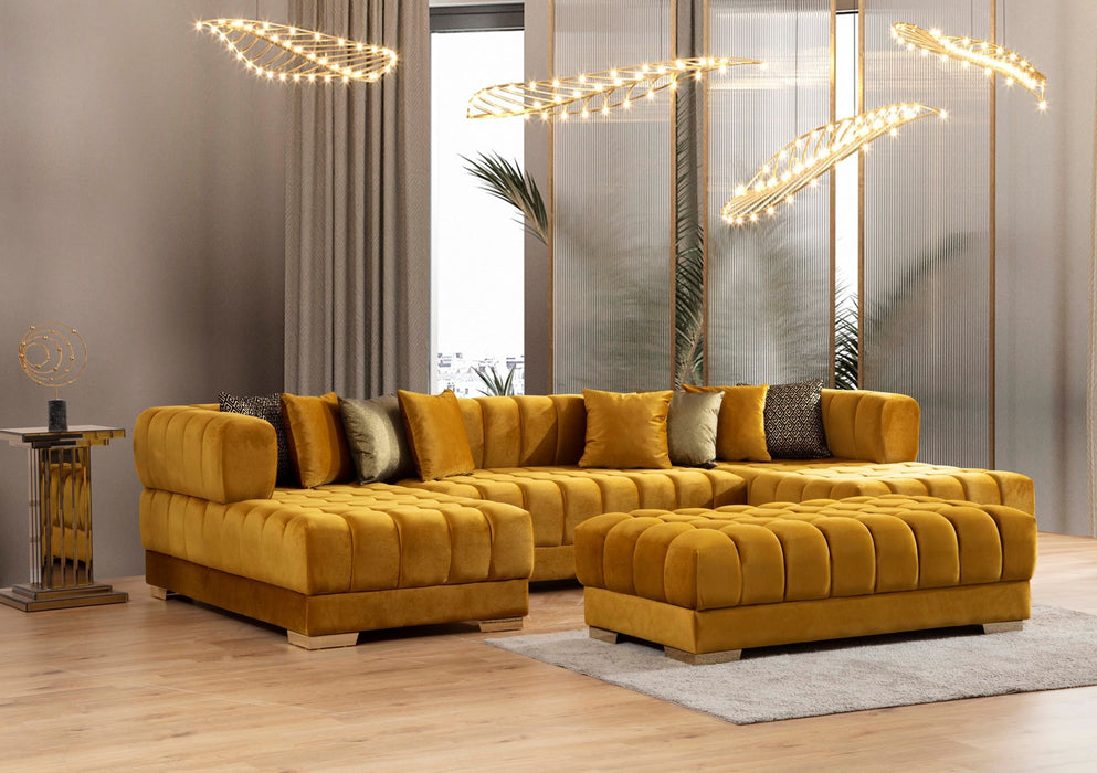 Ariana Mustard Velvet Ottoman