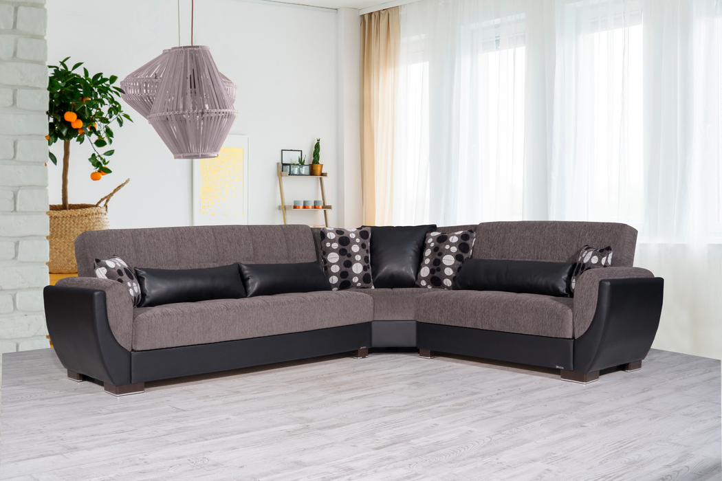 Armada Air Gray W/Black Pu Sectional #118