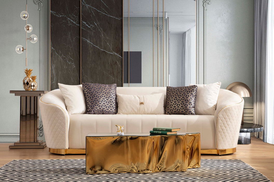 Aster Ivory Velvet Living Room Set