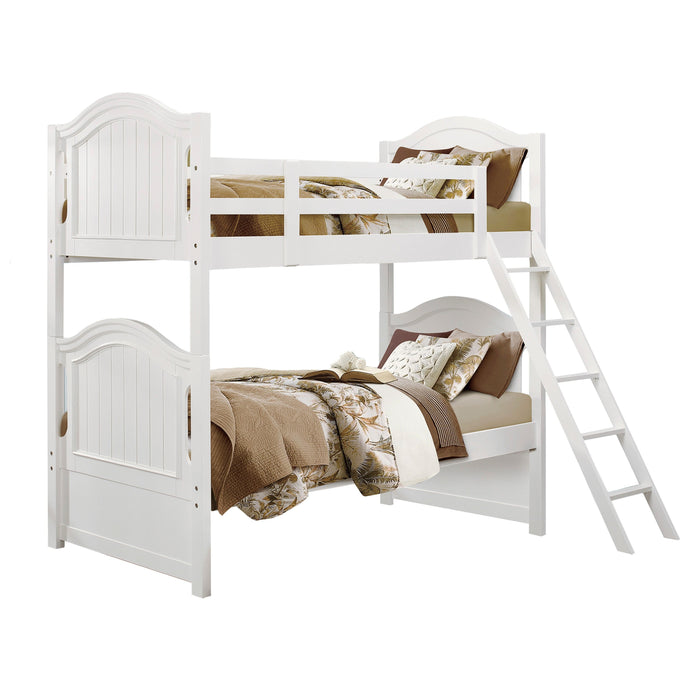 Clementine White Twin/Twin Bunk Bed with Twin Trundle