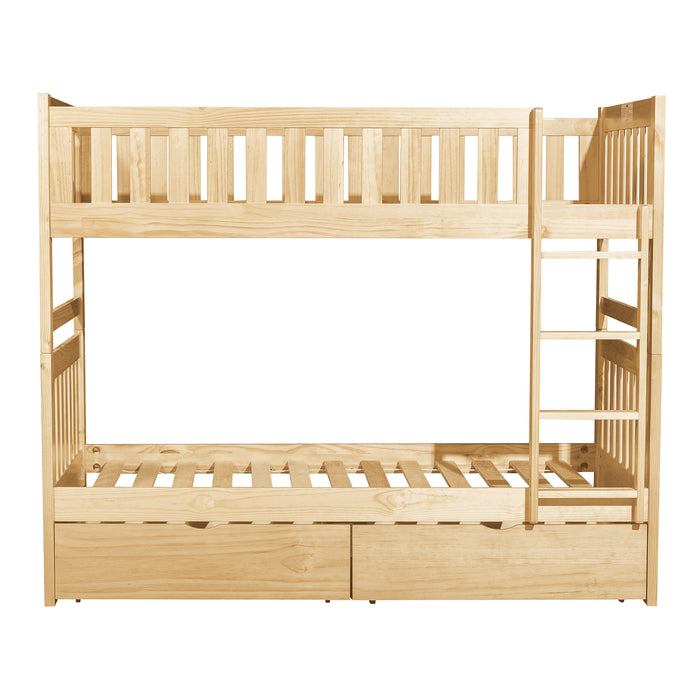 Bartly Pine Twin/Twin Bunk Bed with Storage Boxes