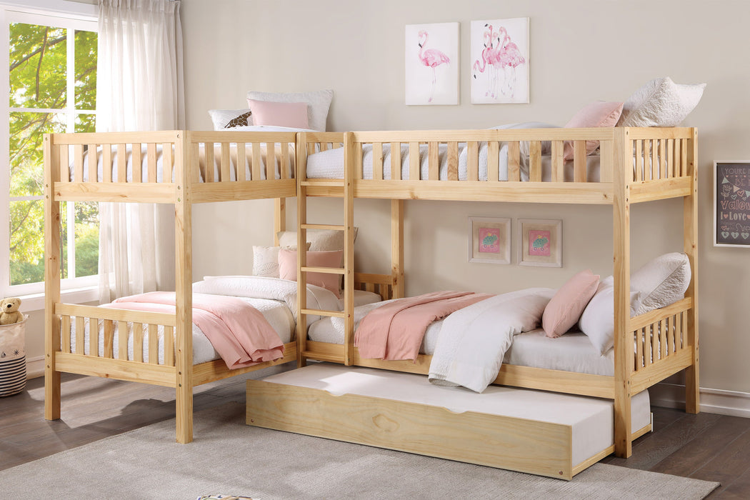 Bartly Pine Corner Bunk Bed with Twin Trundle