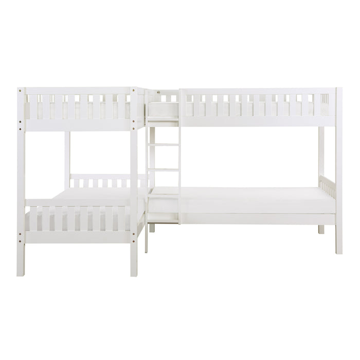 Galen White Corner Bunk Bed