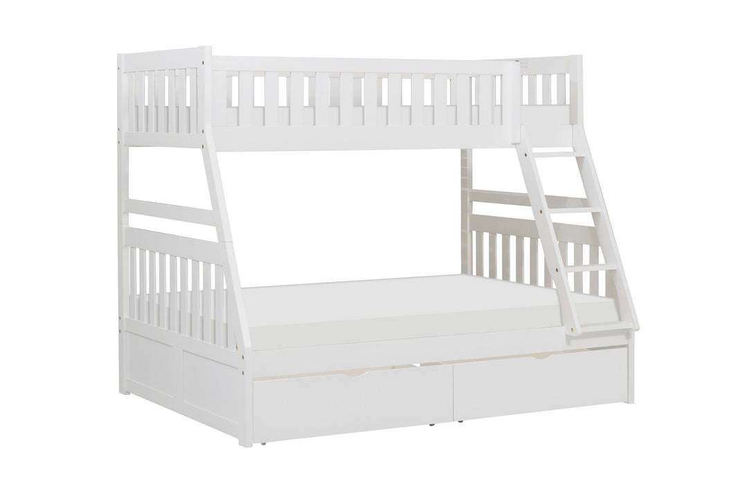 Galen White Twin/Full Bunk Bed with Storage Boxes