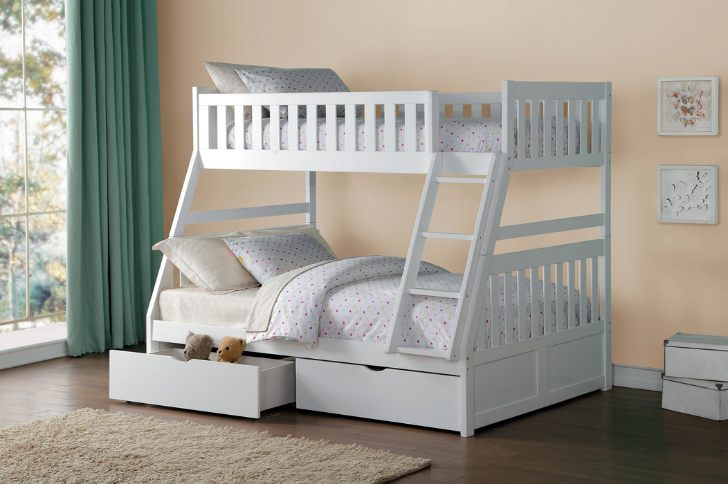 Galen White Twin/Full Bunk Bed with Storage Boxes