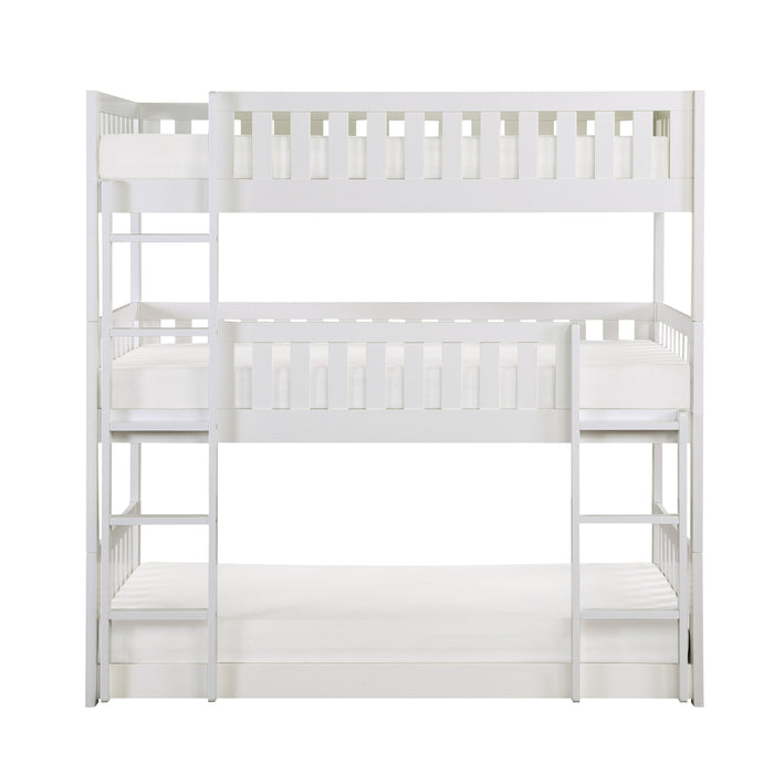 Galen White Twin Triple Bunk Bed