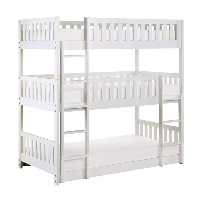 Galen White Twin Triple Bunk Bed