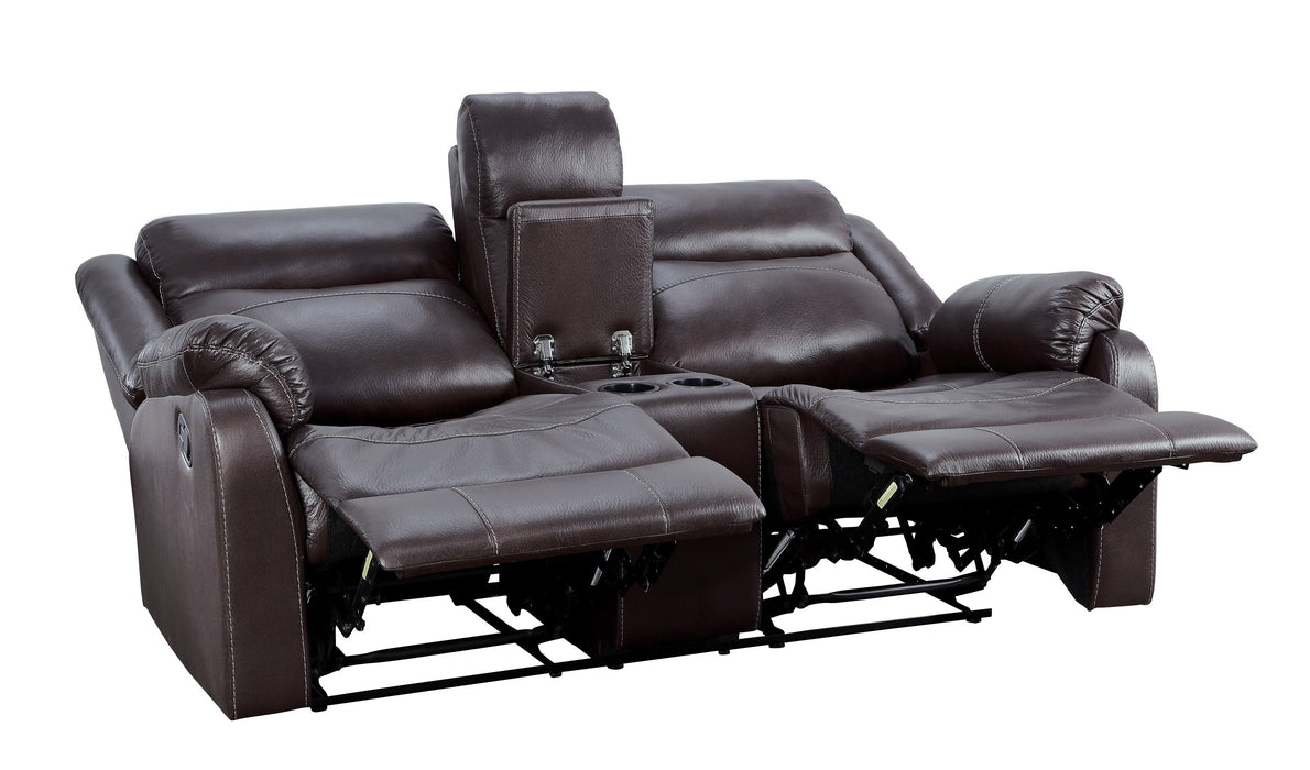 Yerba Brown Microfiber Lay Flat Reclining Living Room Set