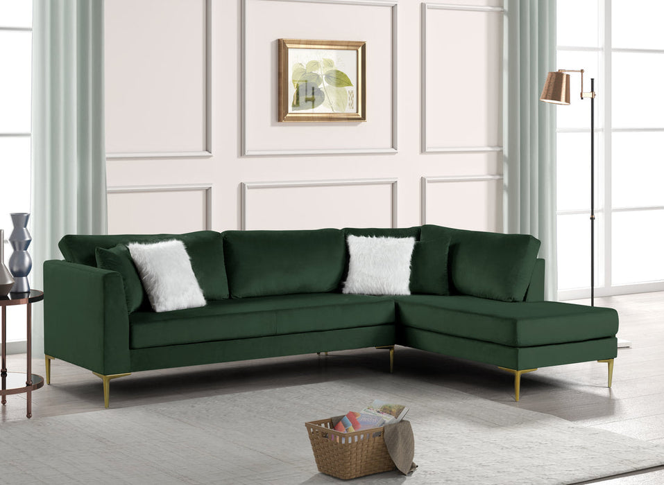 Catalina Green Velvet RAF Sectional